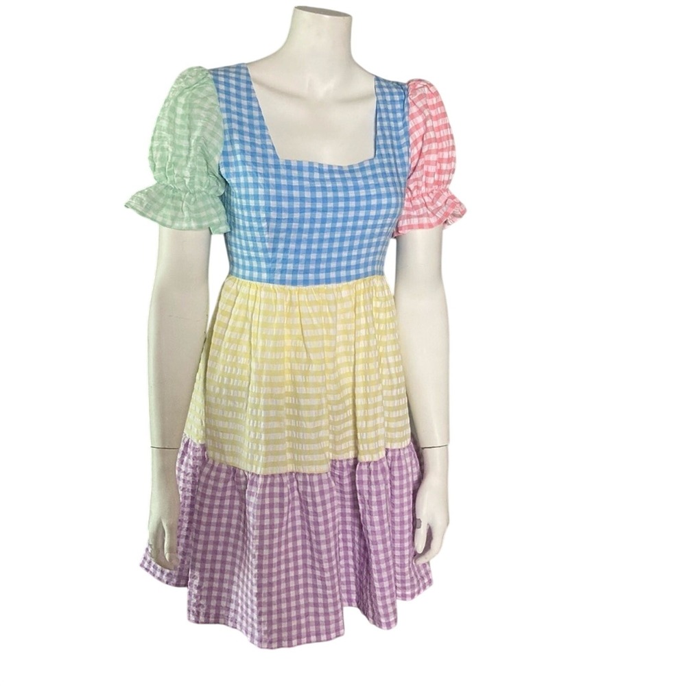 Babydoll Coquette dress Size 6 MOLBY the label NWT pastel gingham plaid